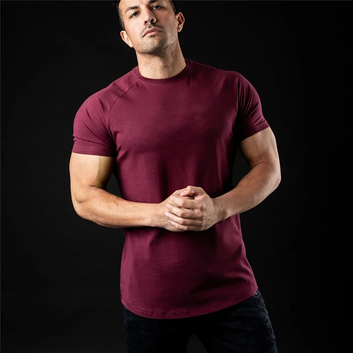 Plain T Shirt Men New Fashion Tee Shirts Summer Cotton Short Sleeve Tshirt Fitness Mens Gym Clothing Casual Sports T Shirts
