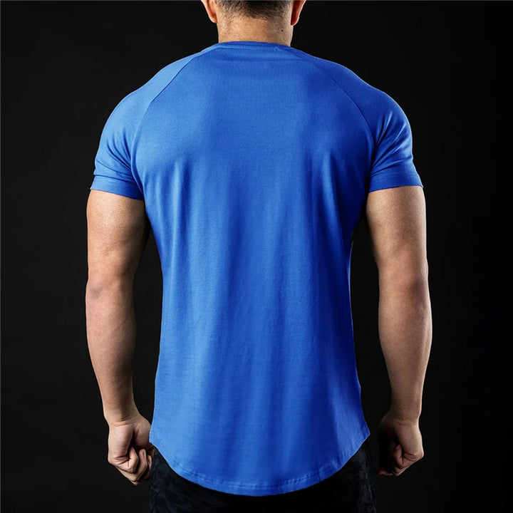 Plain T Shirt Men New Fashion Tee Shirts Summer Cotton Short Sleeve Tshirt Fitness Mens Gym Clothing Casual Sports T Shirts