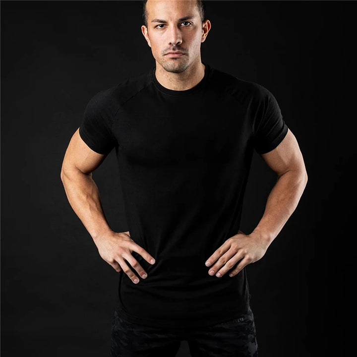 Plain T Shirt Men New Fashion Tee Shirts Summer Cotton Short Sleeve Tshirt Fitness Mens Gym Clothing Casual Sports T Shirts
