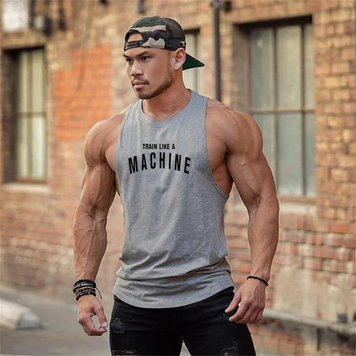 New Brand Summer Men Gym Muscle Bodybuilding Sleeveless Shirt Cotton Street Workout Tank Top Singlet Fitness Sport Print Vest
