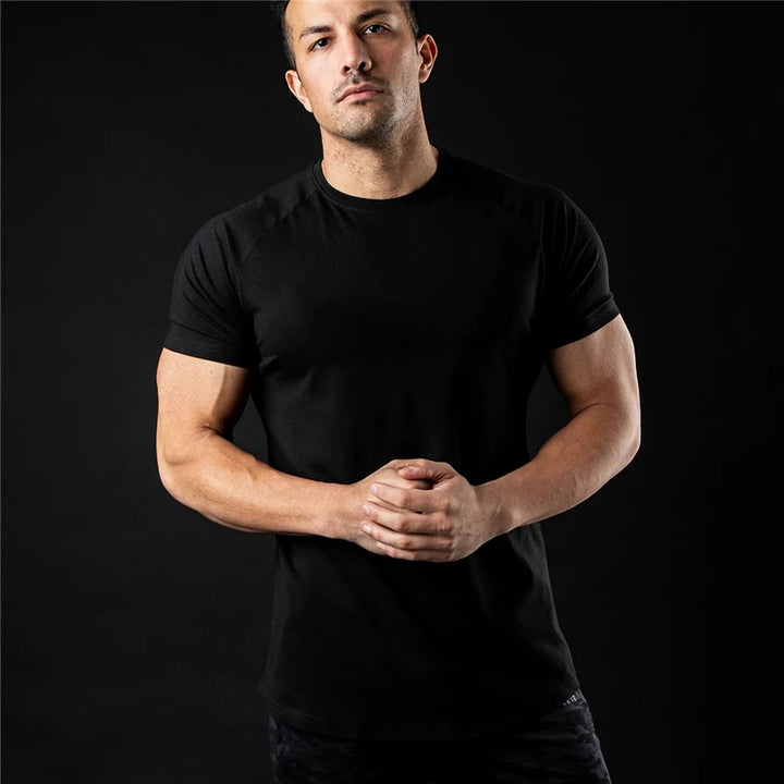 Plain T Shirt Men New Fashion Tee Shirts Summer Cotton Short Sleeve Tshirt Fitness Mens Gym Clothing Casual Sports T Shirts