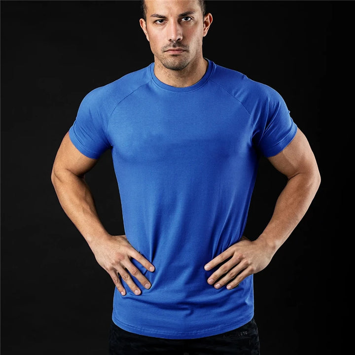 Plain T Shirt Men New Fashion Tee Shirts Summer Cotton Short Sleeve Tshirt Fitness Mens Gym Clothing Casual Sports T Shirts
