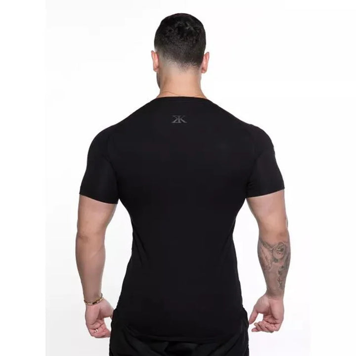 2024 Men Running Sport T-shirt Gym Fitness Training Quick Dry Skinny Short Sleeves Shirt Crossfit Bodybuilding Tee Tops Clothing