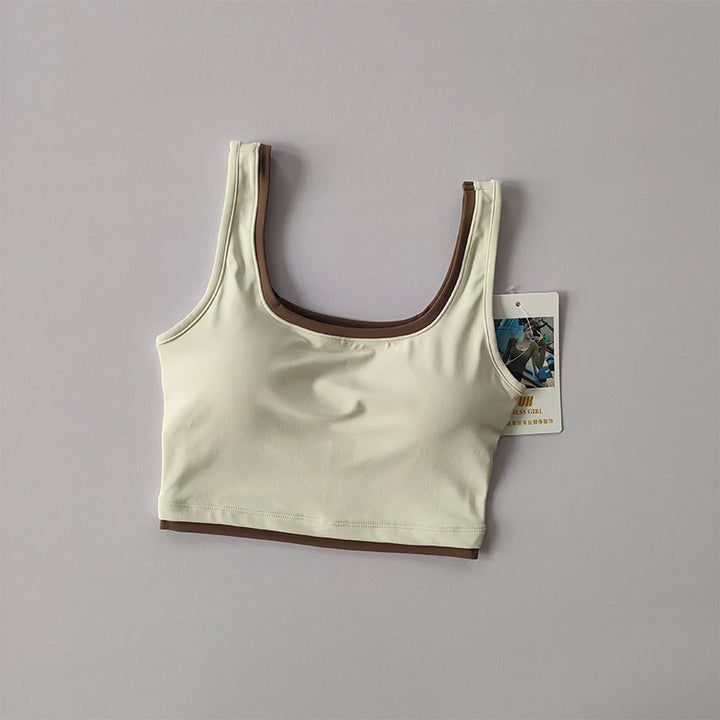 Contrast U-Shaped Sports Women Top