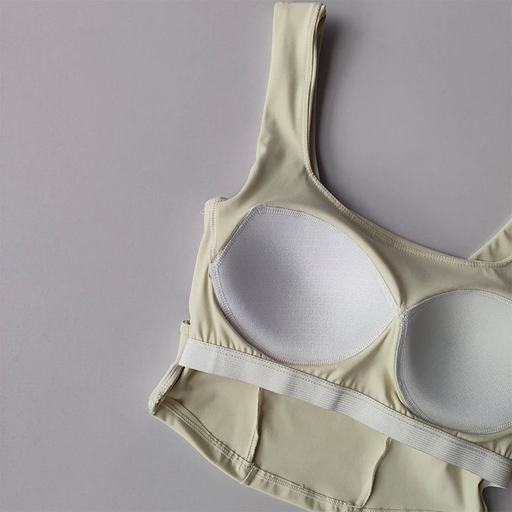 One-piece Cup Cross Back Sports Bra Women's Shockproof Tank Top Running Fitness Bra Quick Drying Breathable Yoga Bra