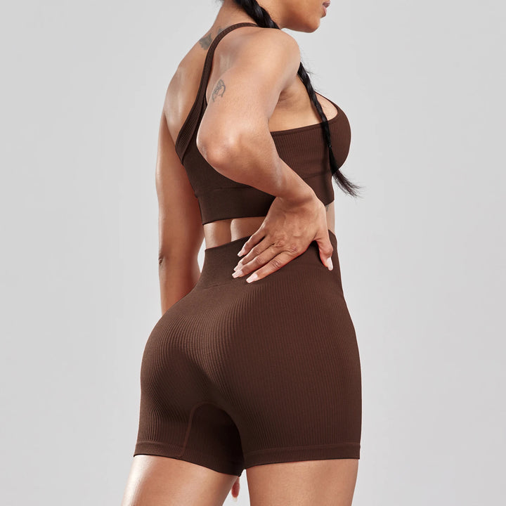 New Woman One Shoulder Bra Fitness Shorts Set