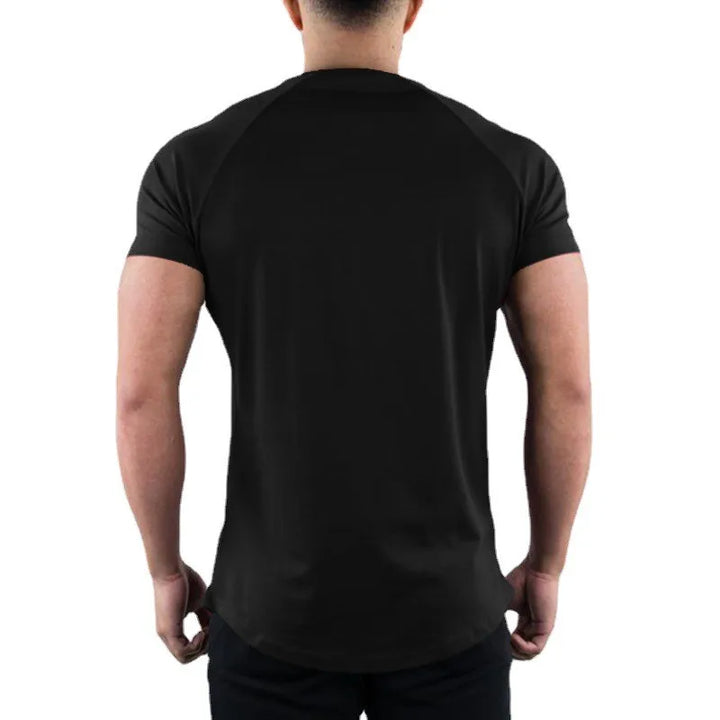 Dumbbell Design Running T-shirt Mens Summer Slim Fit Sports Short Sleeve T Shirt Quick Dry O-neck Elastic Fitness Gym Clothing