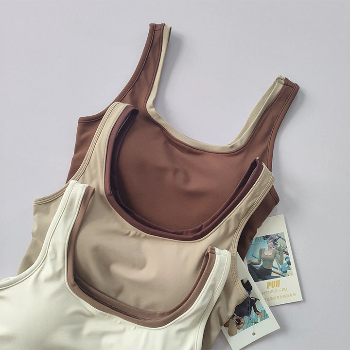 Contrast U-Shaped Sports Women Top