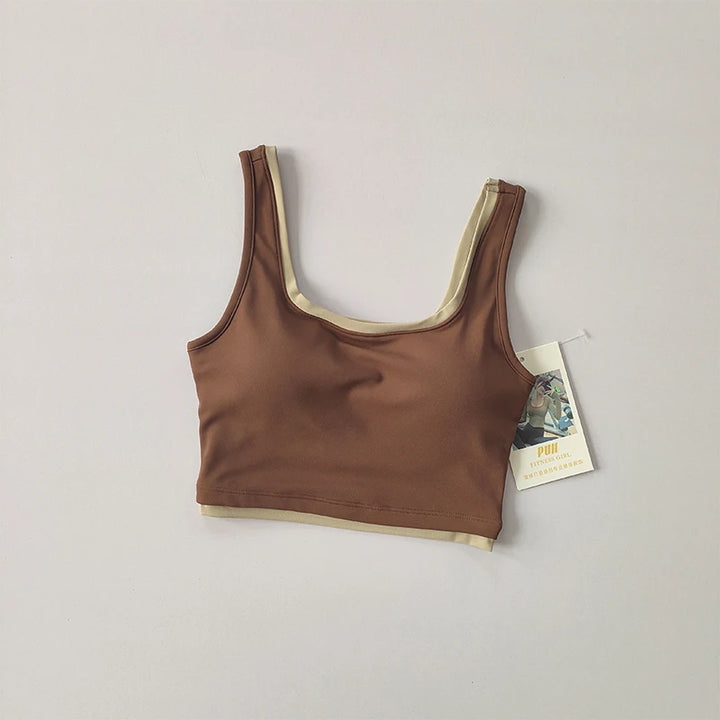 Contrast U-Shaped Sports Women Top