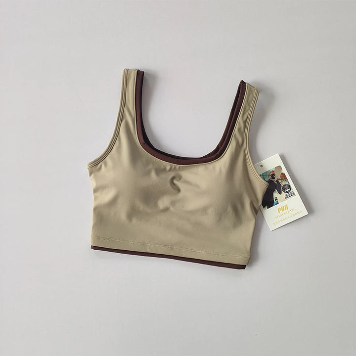 Contrast U-Shaped Sports Women Top