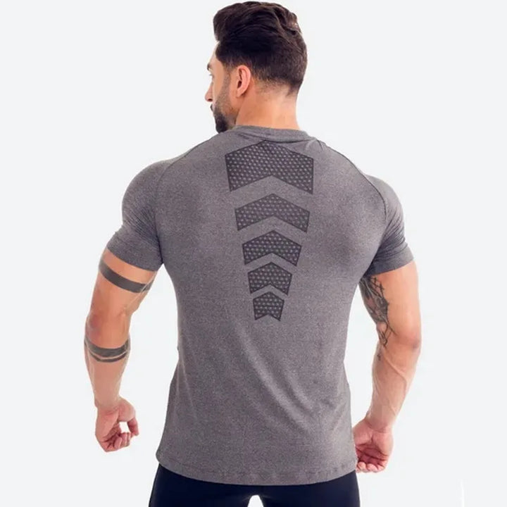 2024 Men Running Sport T-shirt Gym Fitness Training Quick Dry Skinny Short Sleeves Shirt Crossfit Bodybuilding Tee Tops Clothing