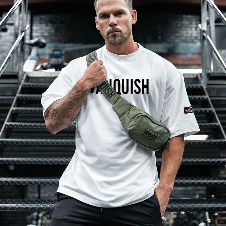 New gym exercise fitness sports wear cotton round neck loose short sleeve T-shirt top casual fashion streetwear men's wear