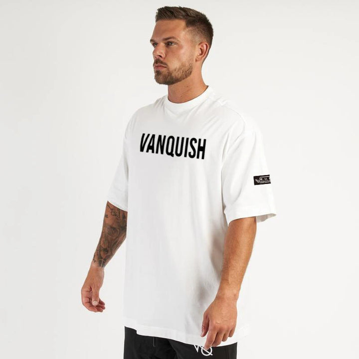 New gym exercise fitness sports wear cotton round neck loose short sleeve T-shirt top casual fashion streetwear men's wear