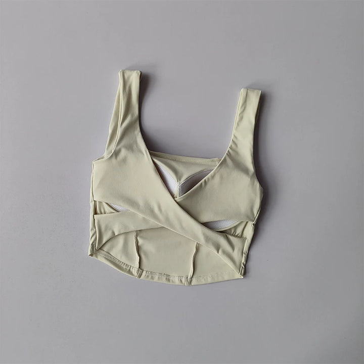 One-piece Cup Cross Back Sports Bra Women's Shockproof Tank Top Running Fitness Bra Quick Drying Breathable Yoga Bra