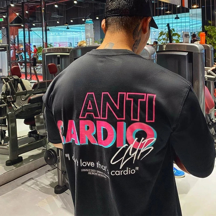 2023 New Men Casual Oversized short sleeves cotton t shirt Gym Fitness Male Training Workout Cotton Tees Top New Fashion Clothes