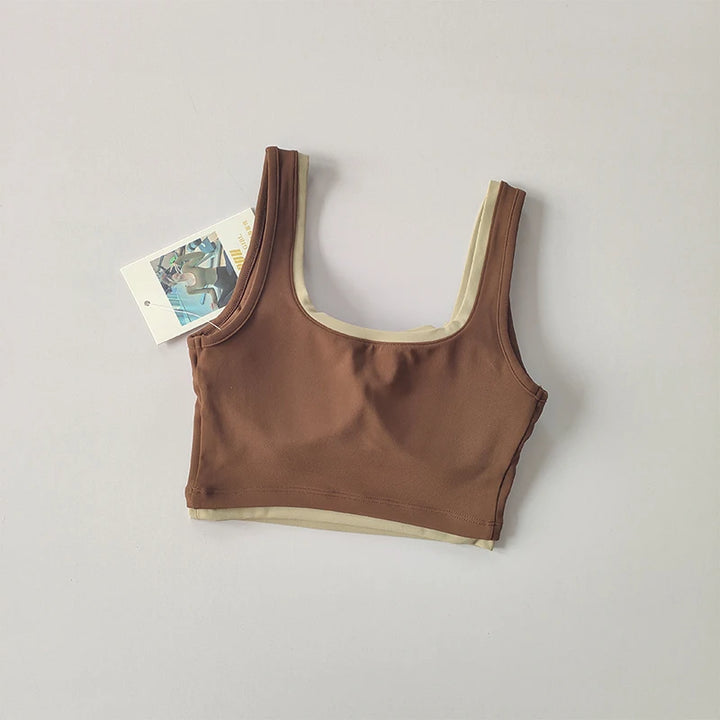 Contrast U-Shaped Sports Women Top