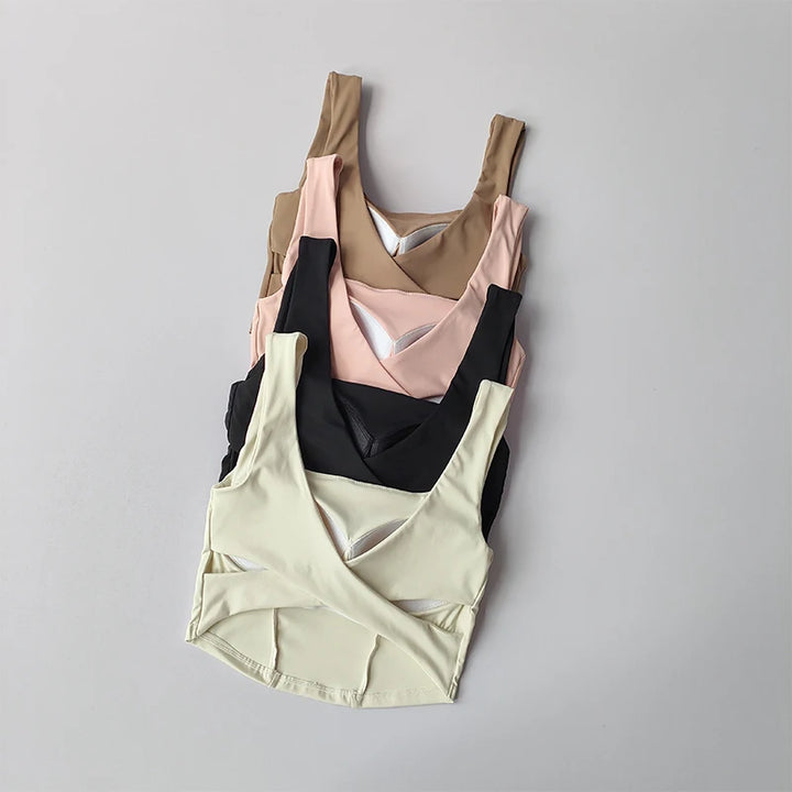 One-piece Cup Cross Back Sports Bra Women's Shockproof Tank Top Running Fitness Bra Quick Drying Breathable Yoga Bra