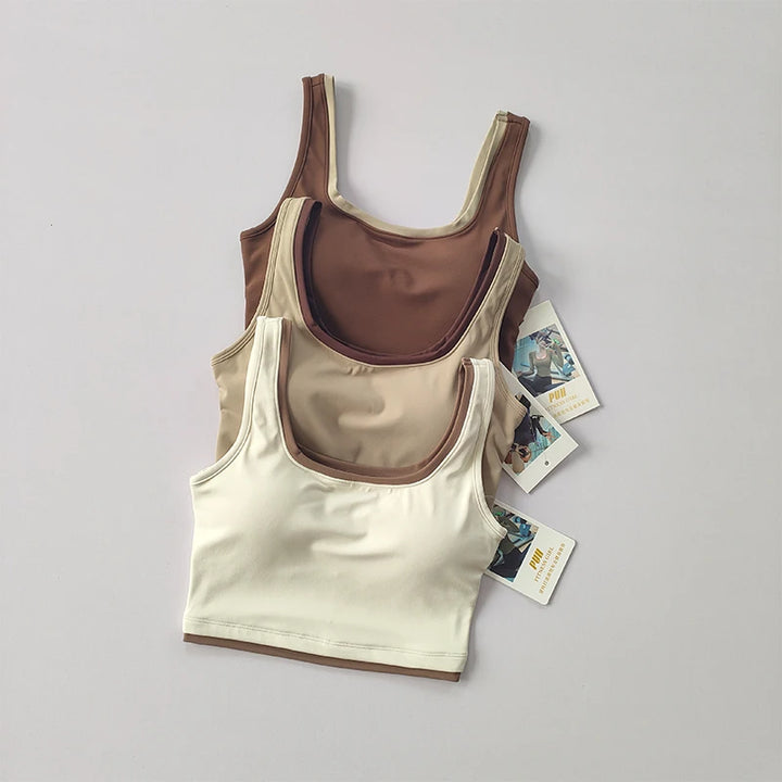 Contrast U-Shaped Sports Women Top