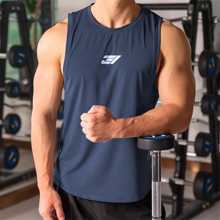 2024 Men Bodybuilding Tight Running Tank Tops Summer Jogger Workout Sleeveless Gyms shirt Men Sports Vest Fitness Brand Man Vest