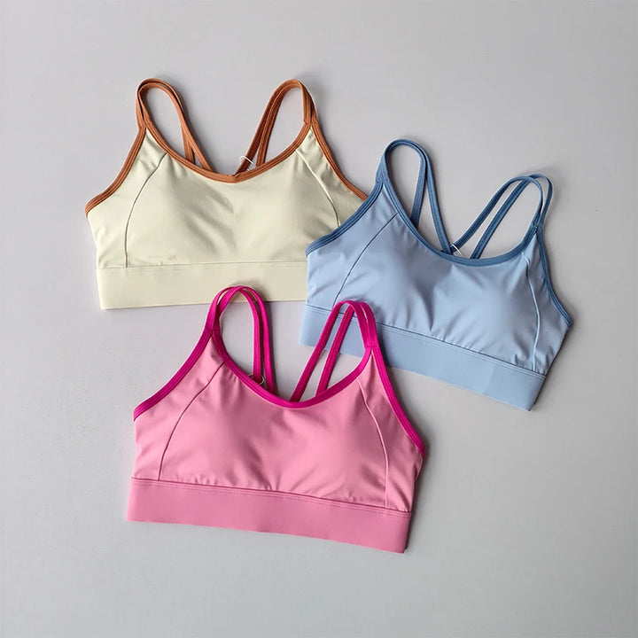 Women's Summer Shock-absorbing Running Yoga Tank Top with a Beautiful Contrasting Sports Bra and a Professional Pilates Bra