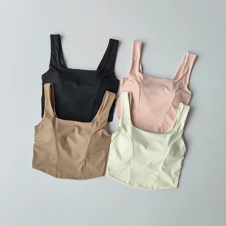 One-piece Cup Cross Back Sports Bra Women's Shockproof Tank Top Running Fitness Bra Quick Drying Breathable Yoga Bra