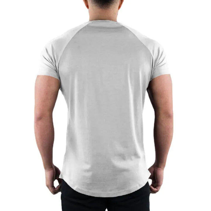 Dumbbell Design Running T-shirt Mens Summer Slim Fit Sports Short Sleeve T Shirt Quick Dry O-neck Elastic Fitness Gym Clothing