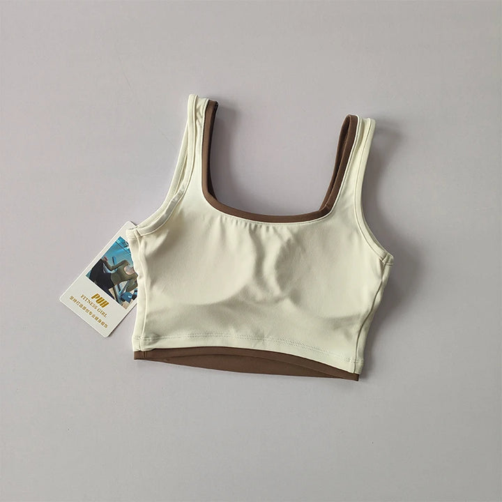 Contrast U-Shaped Sports Women Top