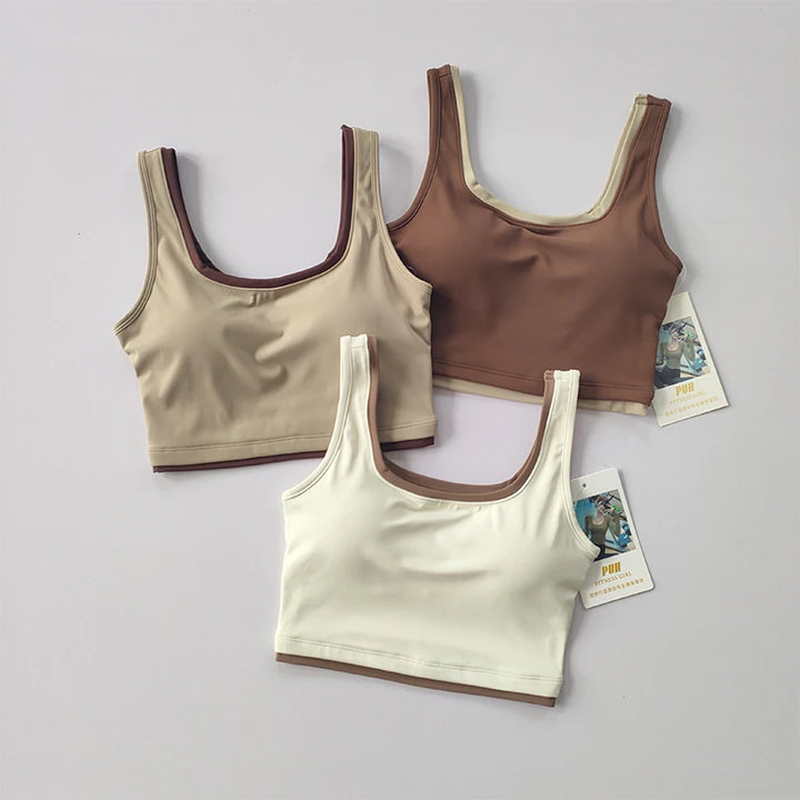 Contrast U-Shaped Sports Women Top