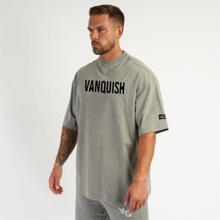 New gym exercise fitness sports wear cotton round neck loose short sleeve T-shirt top casual fashion streetwear men's wear